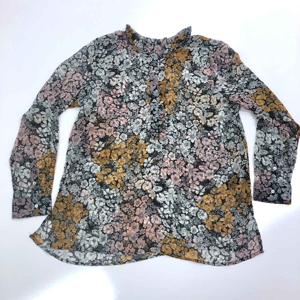 H&M Beautiful Long Sleeve Floral Sheer Blouse Sz12